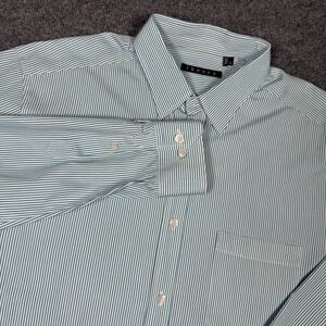 Theory Teal Blue/Green Striped Button Down Shirt Mens Large
